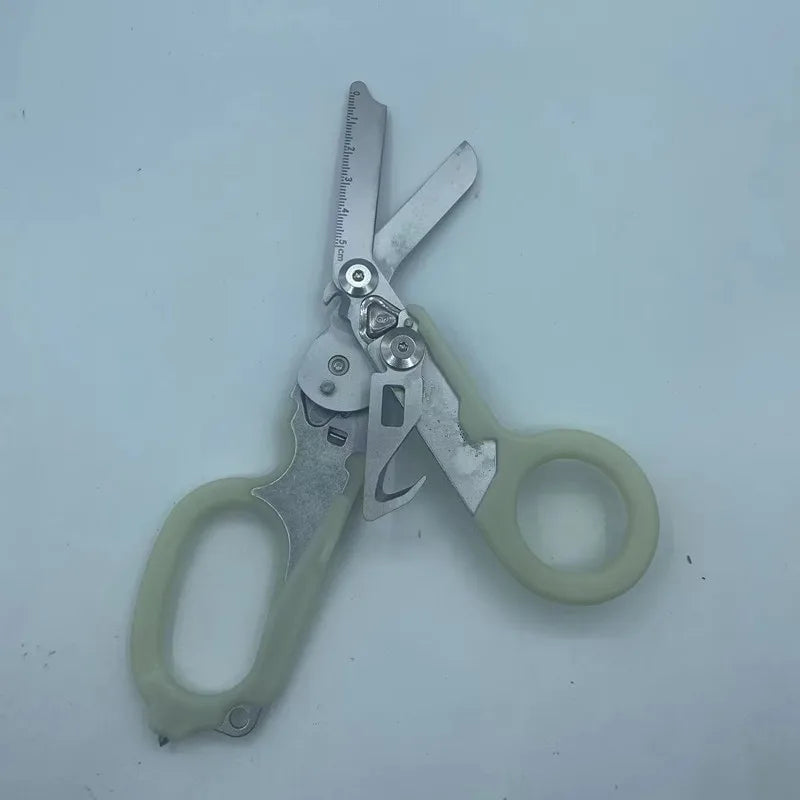 Portable Multi-Purpose Scissors Raptors First Aid Expert Tactical Folding Scissors Set Outdoor Survival Tools Luminous Series Vue Luminous Silver