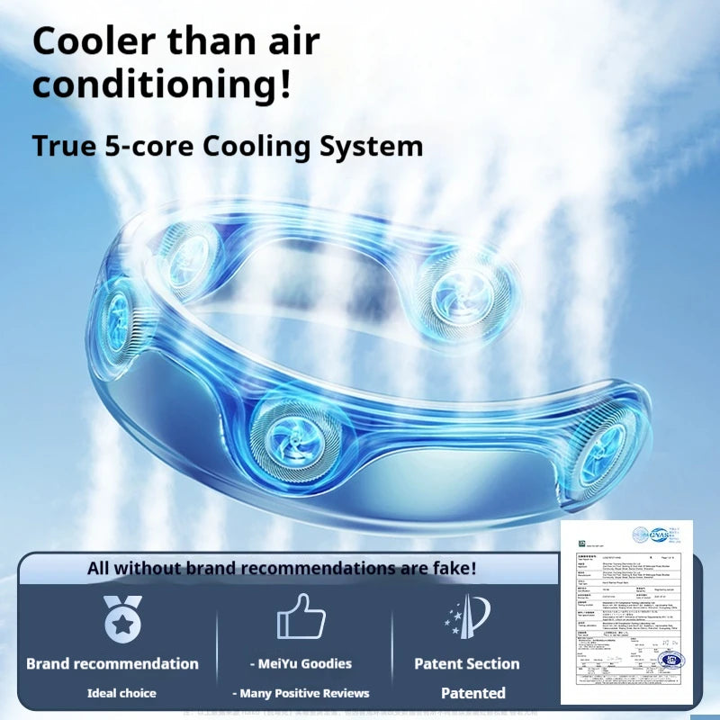 Portable Neck Fan Rechargeable Fan Mini 3-Speeds Large Wind Outdoor Silent Electric Ventilador for Home Camping Outdoor Vue