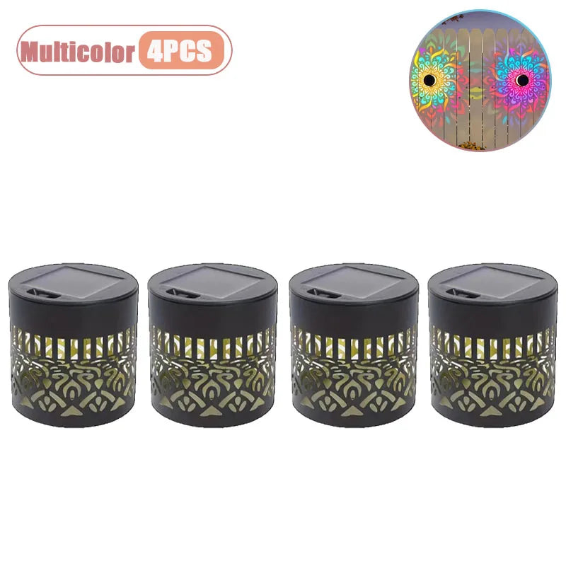 1-8PCS Solar Flower Sun Wall Lantern Outdoor Waterproof Garden Decorative Light Landscape Sconce for Yard Home Exterior Vue Multicolor-4PCS