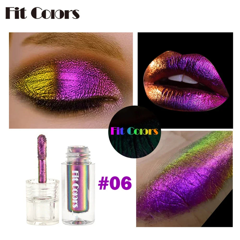 Aurora Multi Chrome Eyeshadow Pigments Long lasting Multi Chrome Chameleon Peacock Galaxy Chrome Glitter Liquid Eyeshadow Vue 06 Fit Colors