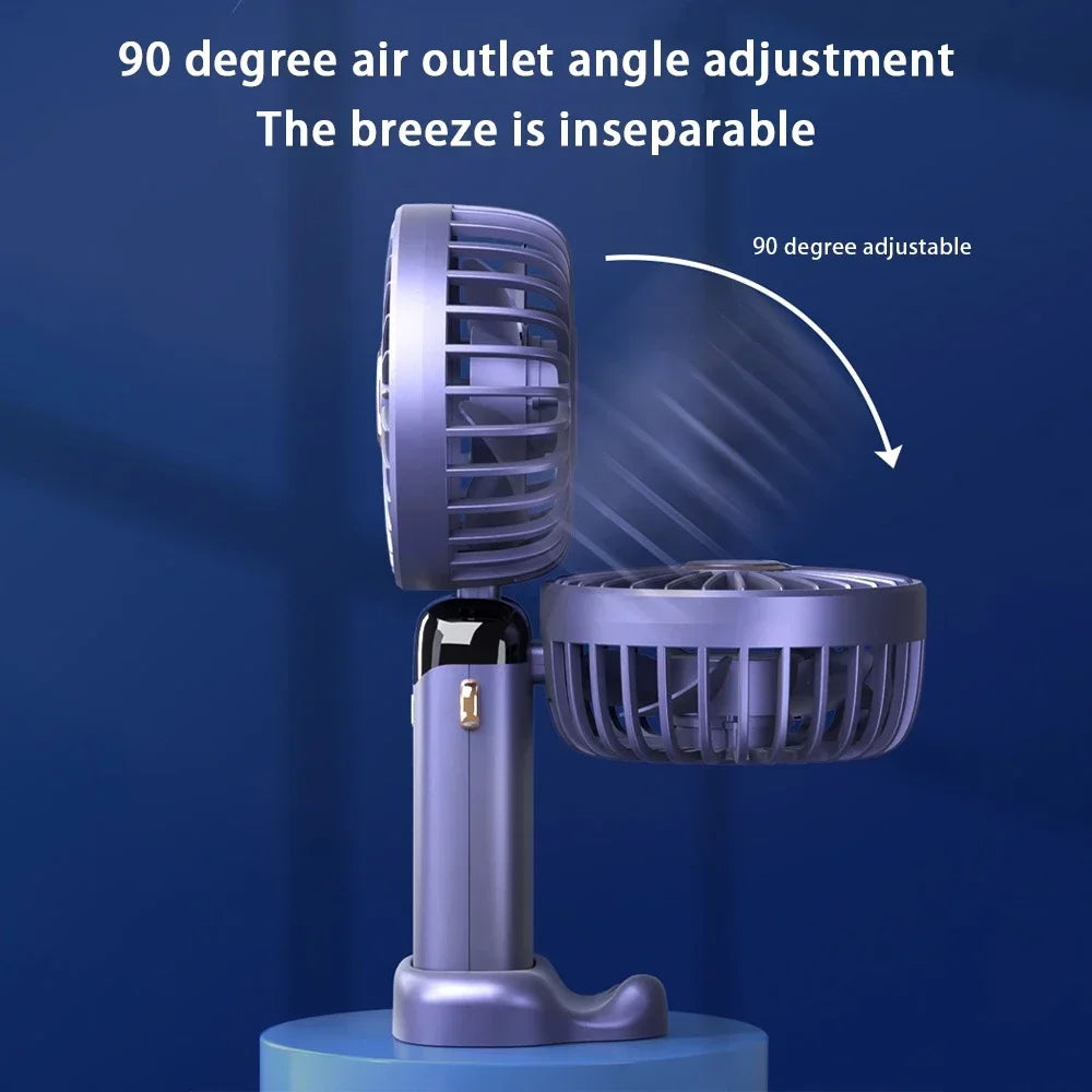 USB Handheld Mini Fan Foldable Portable Neck Hanging Fans 5 Speed USB Rechargeable Fan with Phone Stand and Display Screen Vue