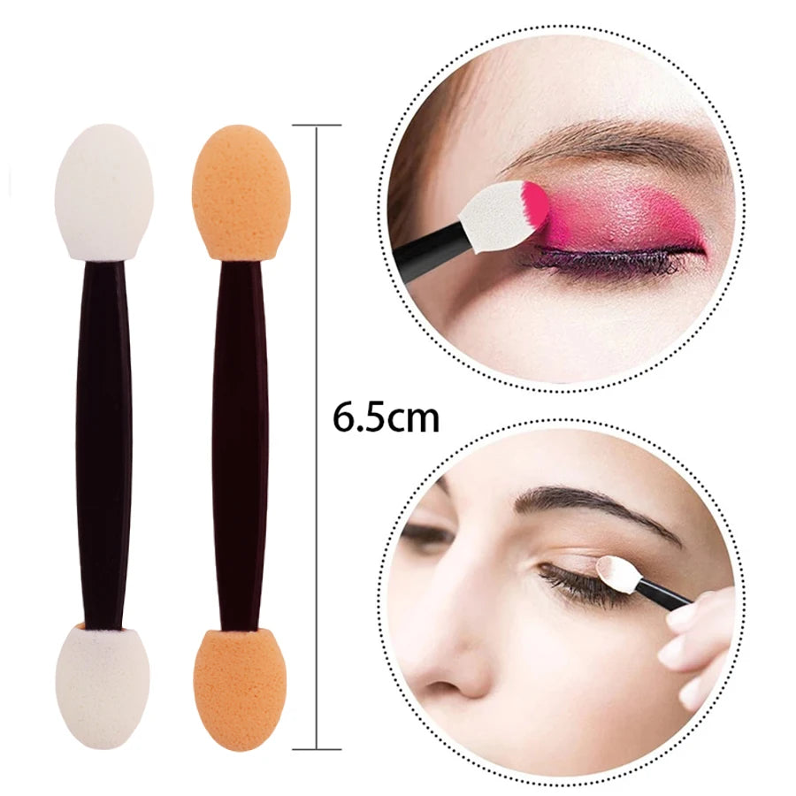 50/100Pcs/ Bag Small Portable Eyeshadow Applicators In Bulk Double Sponge Eye Shadow Brush Makeup Mini Tools Wholesale Vue