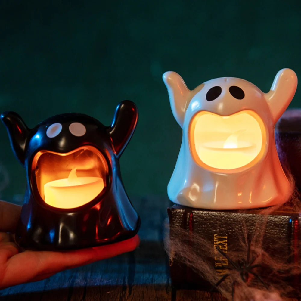 LED Light Halloween Decorations LED Candle Night Lights Portable Halloween Ghost Lamp Flameless Ornaments Halloween Ghost Candle Vue