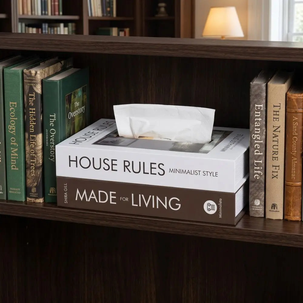 Retro Luxury Book Style Tissue Box Ornaments Container Storage Box Double Layer Decoration Napkin Holder Case Bedroom Vue