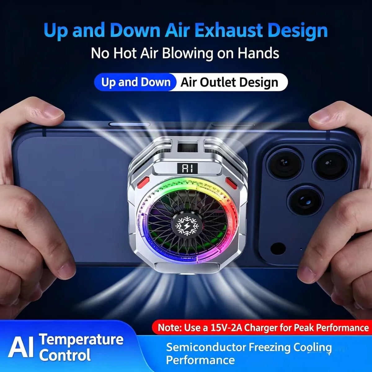 TH28 Semiconductor Phone Cooler 30W Powerful Cooling Smart Temperature Control 5 Adjustable Modes RGB Lights Extreme Cooling Vue