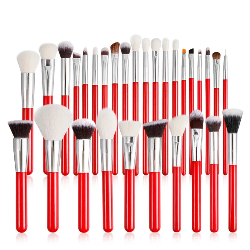 Red Makeup brushes set Private Label 30pcs Make up Brush Professional Natural-Synthetic Foundation Powder Blending Eyeshadow Vue Red