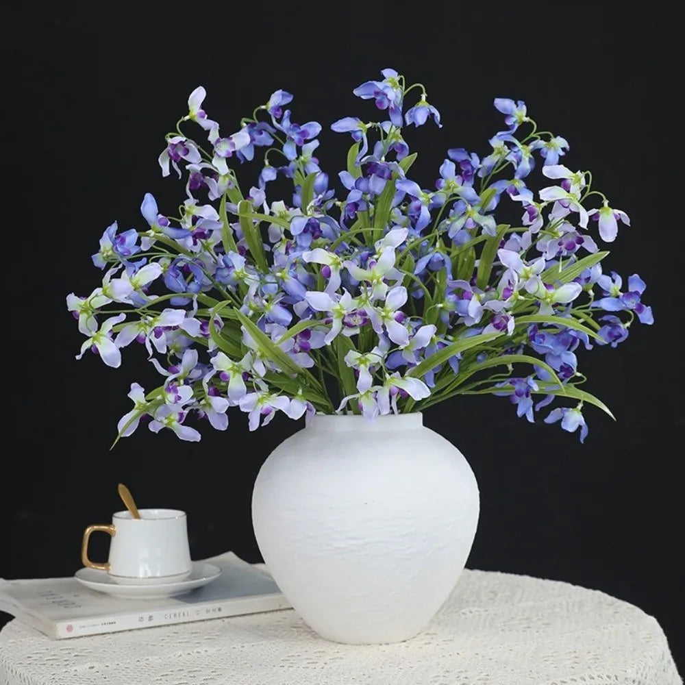 50CM Length Artificial Orchid Flower with Leaves Realistic Simulation Flowers Plastic Plants Vivid Orchid Flower Branch Vue