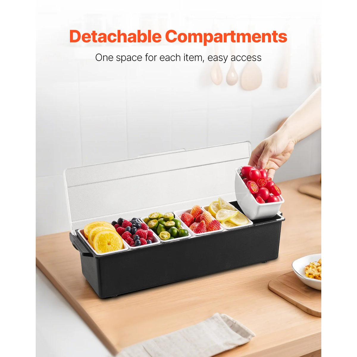 Ice Cooled Condiment Server 5/6 Compartments | Bar & Taco Caddy Chilled Condiment Server Vue