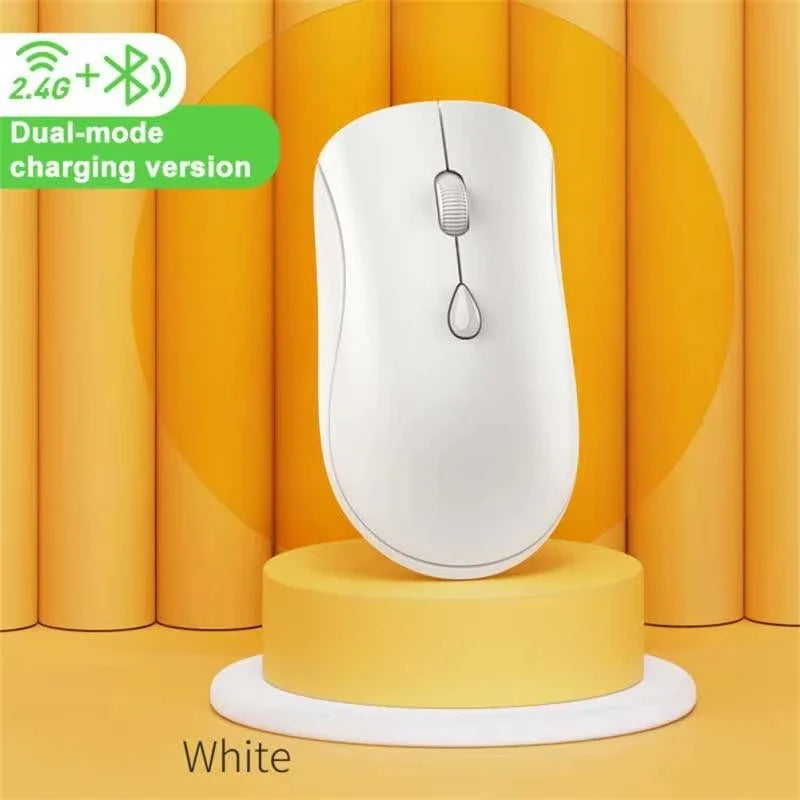 Bluetooth Wireless Mouse Silent Rechargeable Bluetooth 2.4GHz Dual-Mode Optical Ergonomic Cordless Mice for Laptop PC Vue White