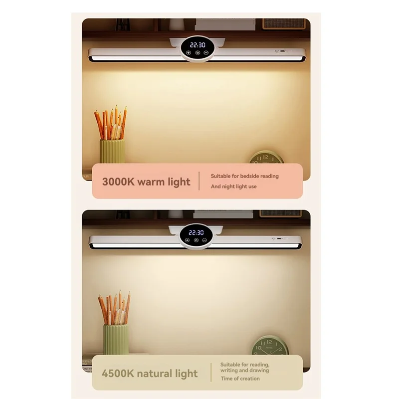 Desk Lamp Hanging Magnetic Clock Table Lamp LED USB Rechargeable Stepless Dimming Cabinet Closet Wardrobe Night Lightabkw Vue