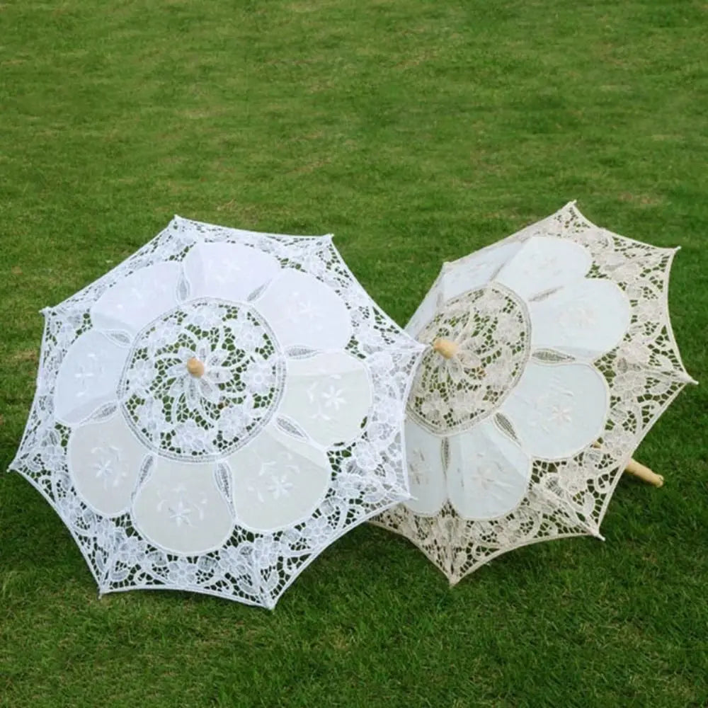 26 Length Embroidery Lace Parasol Umbrella Wedding Decoration Photo