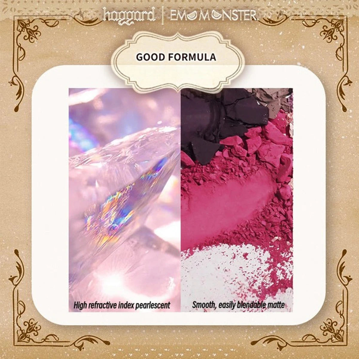 Haggard Emo Monster Series Four-Color Eyeshadow Palette,Long-Lasting Pigmentation,Multi-Texture Combination,Luxury Makeup Vue
