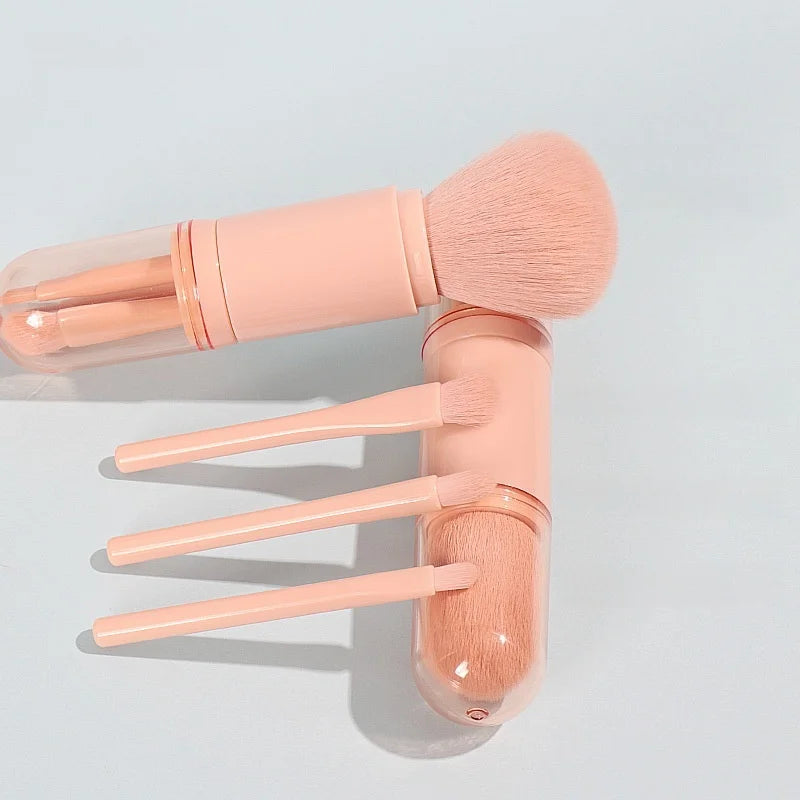 4in1 Makeup Brushes Set Retractable Blush Brush 3 Small Eyeshadow Brushes, Compact Portable for On-the-Go Touch-Up Vue