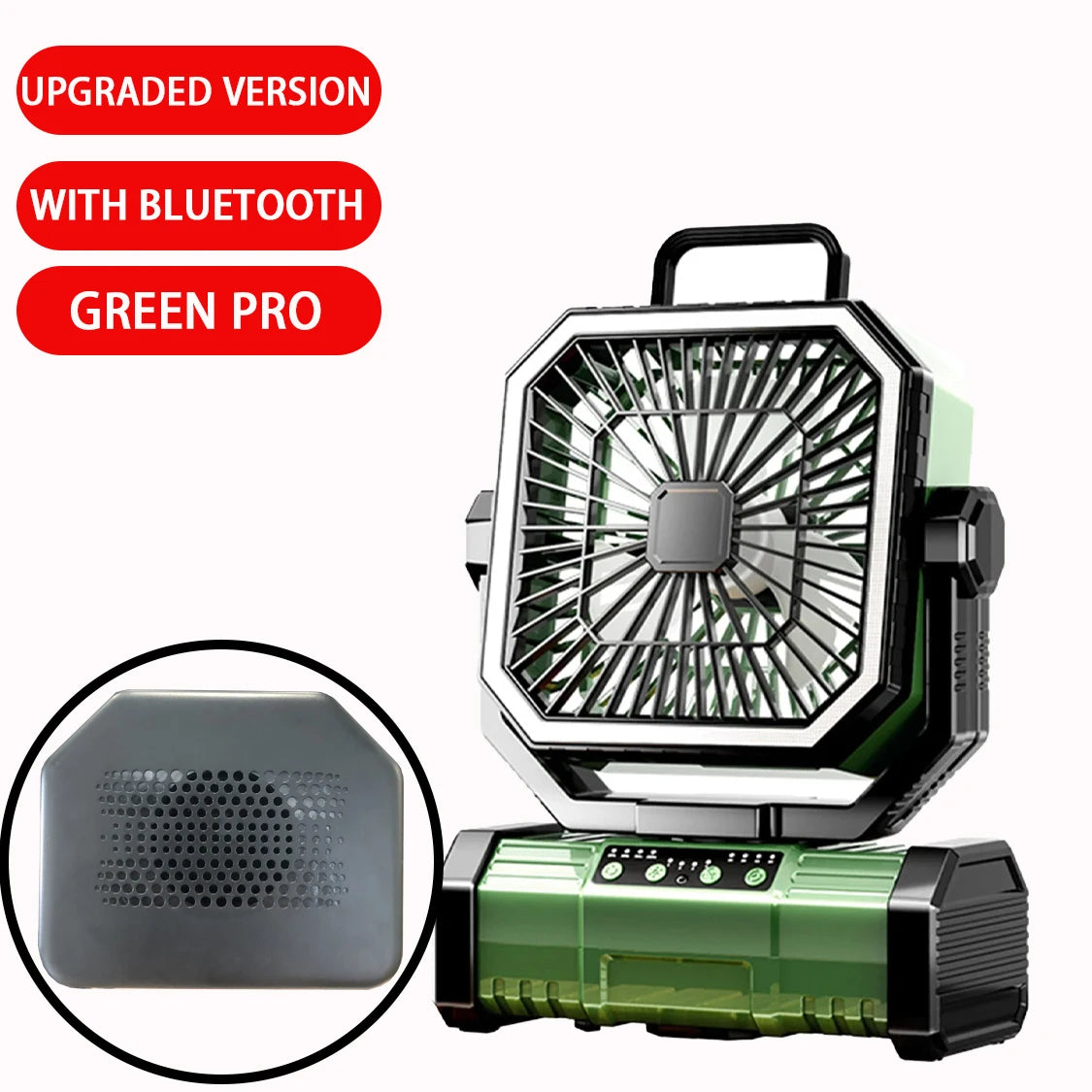10000mAh Multifunctional Outdoor Camping Fan With Bluetooth Speaker Suitable For Outdoor Camping And Picnicking Vue green pro