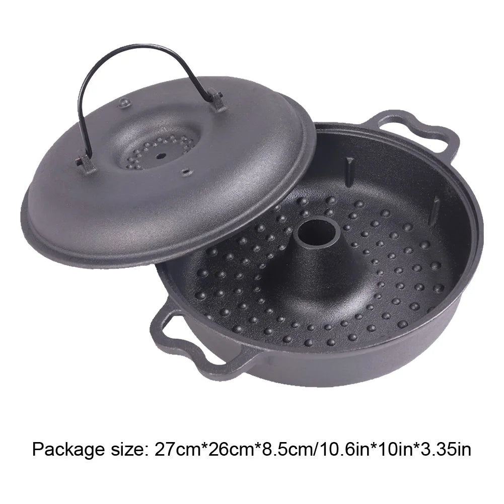 Cast Iron Roasted Sweet Potato Pan W/Lid Garlic Baker for Picnic Camping Patio Backyard Cooking Vue