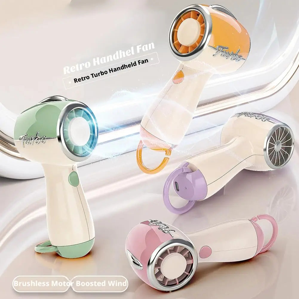 Silent Turbine High-speed Home Handheld Type-C Charge Fan Mini Cooling Electric Fan Portable Super Powerful Wind Electric Fan Vue