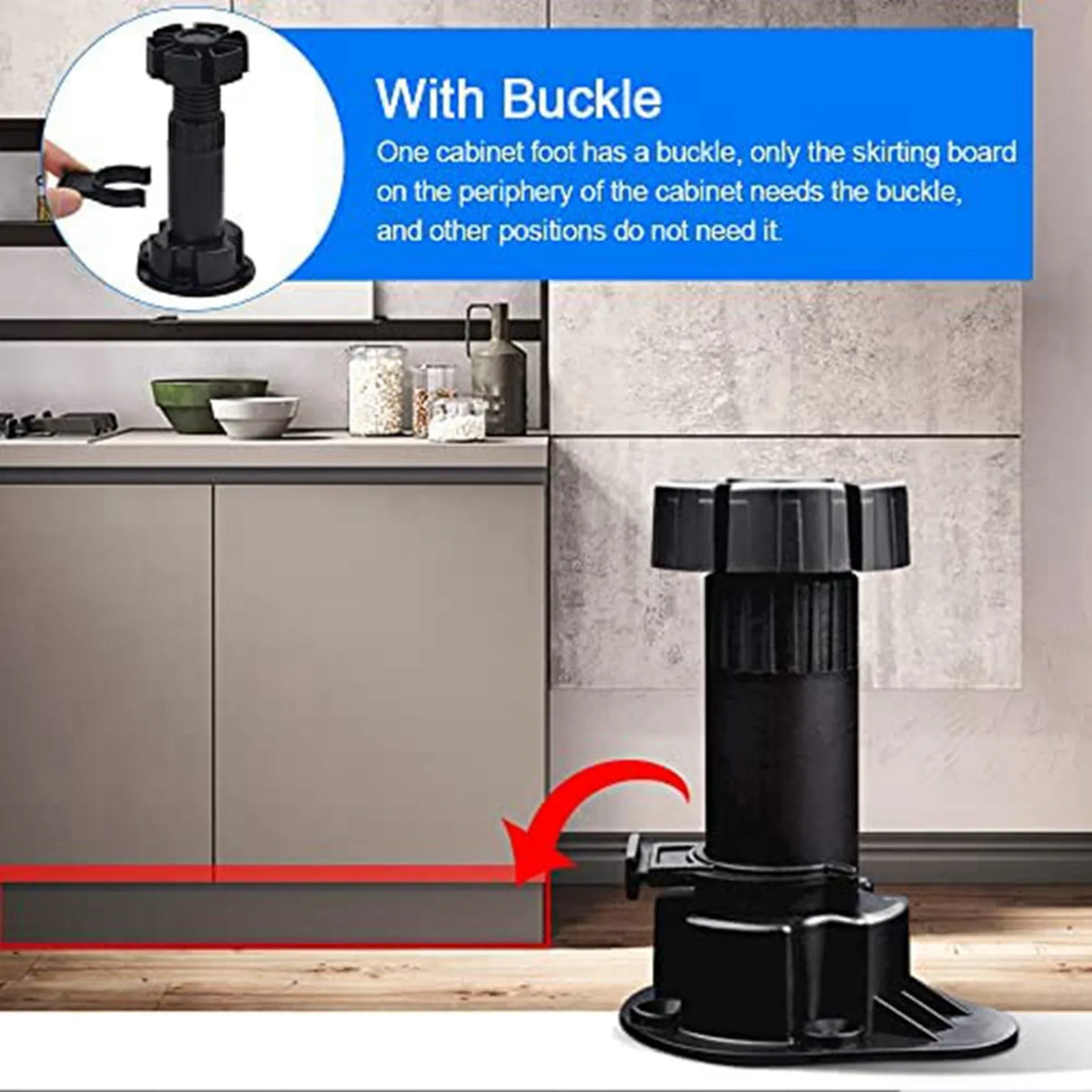 ABKW-40Pcs Furniture Feet Adjustable Cupboard Foot Leg Unit Cabinet Legs With Kick Board Clips For Kitchen Bathroom Cabinet Vue