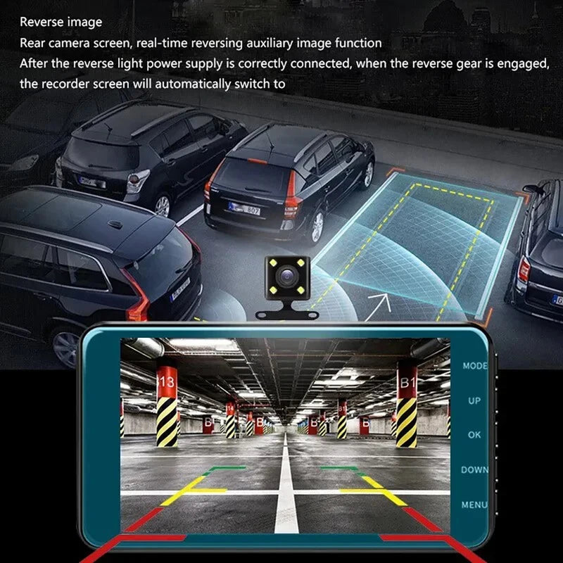 4-Inch 1080P Dual Dash Cam Touch Screen & 24H Parking Monitor Dual Dash Cam Vue