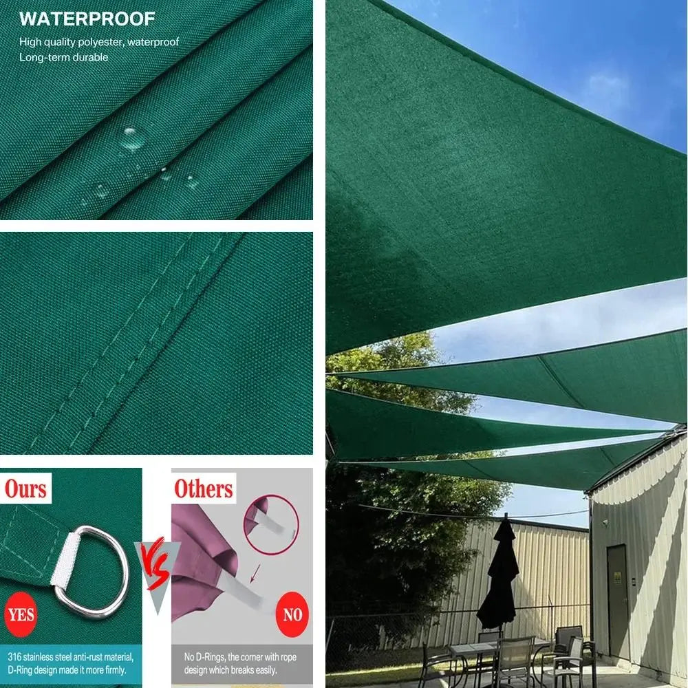 Triangle Waterproof Sun Shelter 3x3x3M Size With Ropes Outdoor Canopy Portable 95% UV Block Shade Sail Pool Area Vue