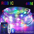 40M Led String RGB Light Smart Outdoor Festoon Party Leather Line IP65 Bluetooth Music Lamp String Fairy Lights Holiday Lighting Vue RGB IC 40m