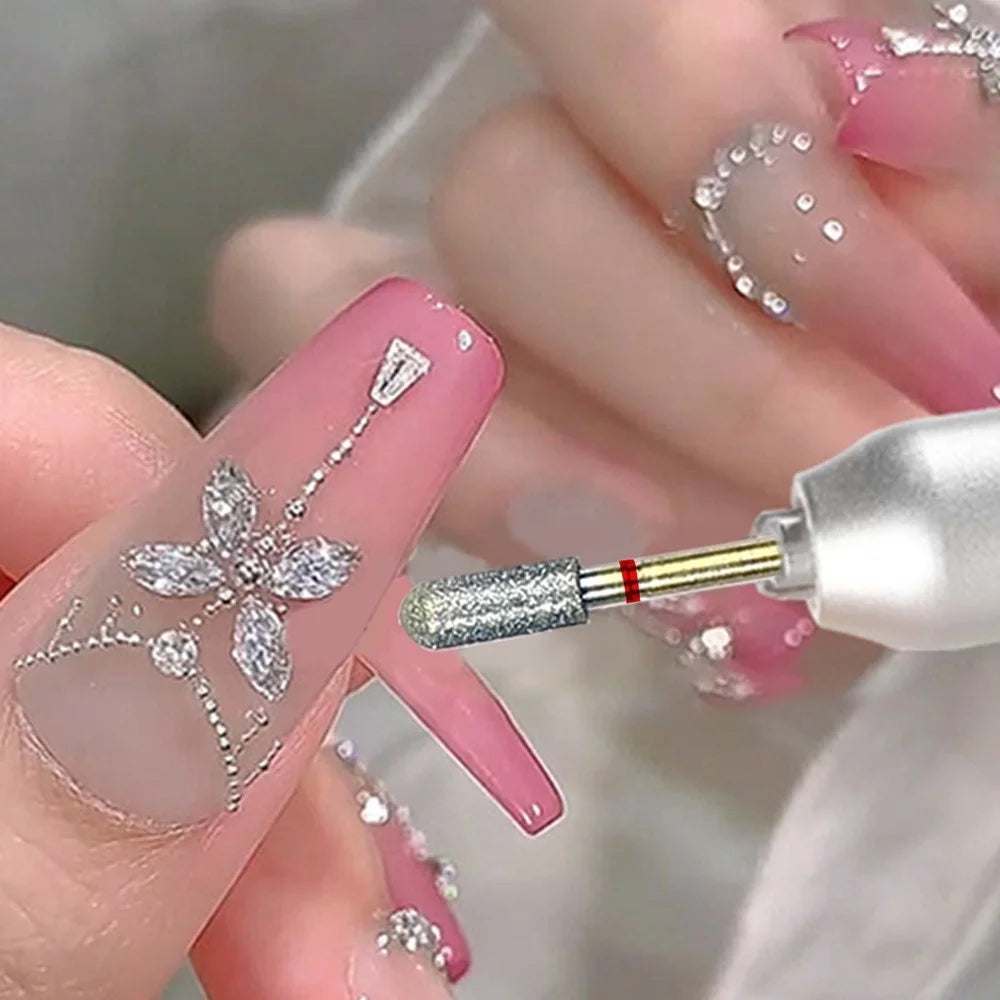 6Pcs/Set Diamond Sand Nail Grinding Drill Bits Reusable Cuticle Polishing Head Electric Manicure Tool for Acrylic Nail Removal Vue
