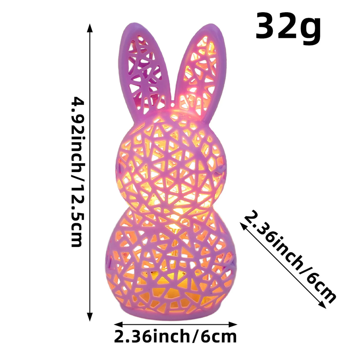 Easter LED Hollow Bunny Night Light | 3D Printed Figurine Lamp LED Night Light Vue