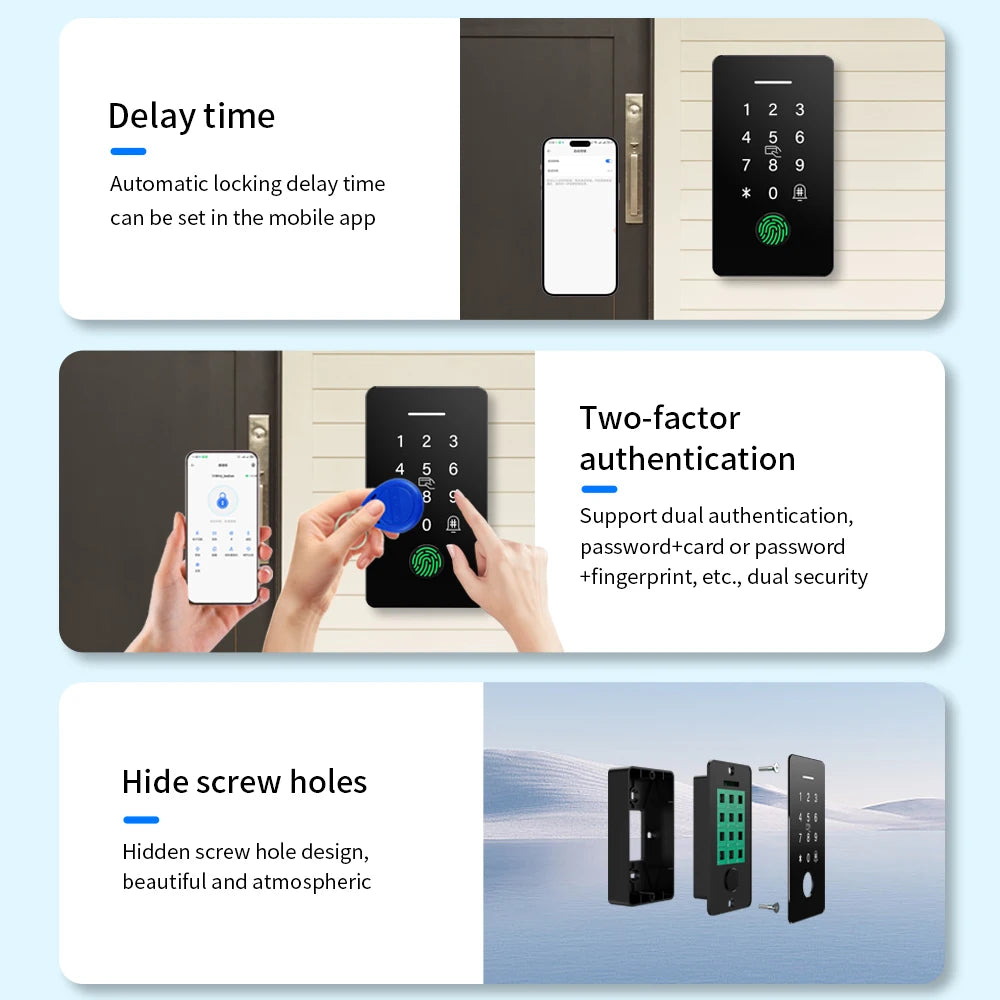 Embedded Home Security System Smart TTLOCK APP Waterproof Fingerprint Access Control Machine DIY Panel RFID IC NFC Card Reader Vue