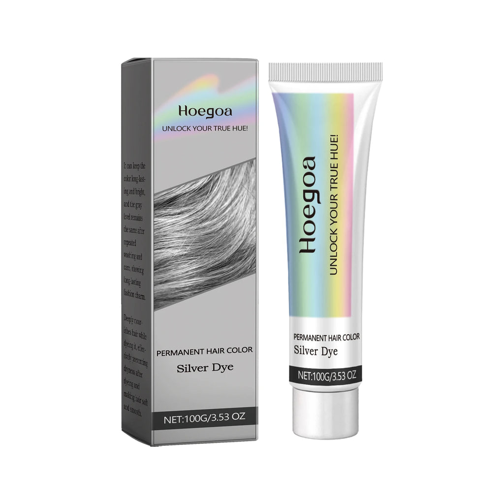 Hoegoa Gray Hair Dye, Light-Colored Silver, Punk Style, Fashionable Professional Hair Coloring Cream for Women and Men Vue 100g boxed