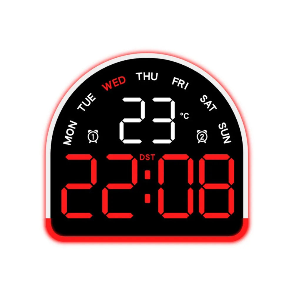 Multi-functional Digital Alarm Clock Ambient Light Temperature Display LED Clock 3 Levels Brightness Auto Dimmable Desktop Clock Vue White shell red LED