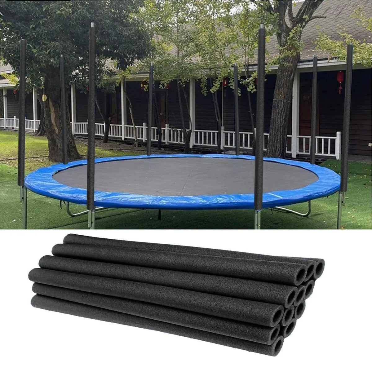 12 Pcs/set Trampoline Foam Pole Covers Trampoline Pole Protective Sleeves for Outdoor Garden, Backyard, Park, Playground Vue