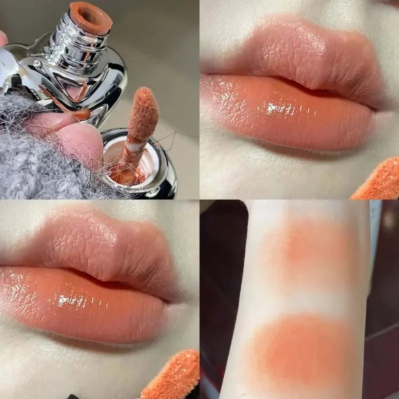Silver Heart Lipstick Velvet Matte Blush Mud Clay Lip Gloss Lip & Face Liquid Lip Tint Cream Pigment Long Lasting Silky Cosmetic Vue 02