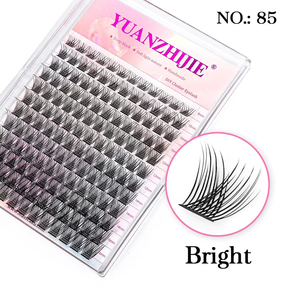 YUANZHIJIE DIY Eyelashes Clusters Wispy Press-on Lashes Segmented Ribbon Easy to Makeup Super Soft Lash Bunches Vue 85 C 0.07mm|MIX
