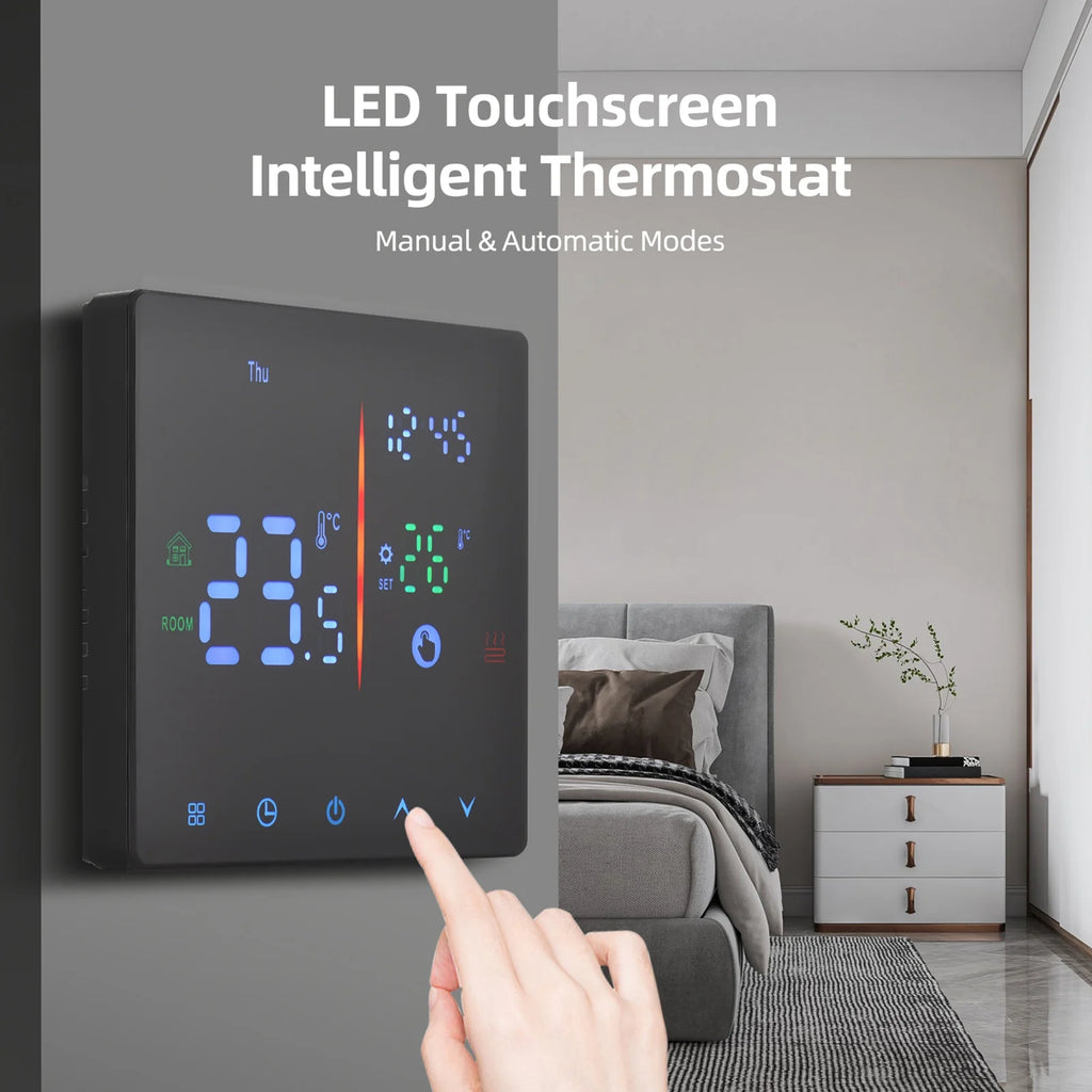 Smart Thermostat for Home WiFi Weekly Programmable Digital Thermostat Manual/Automatic Mode Tuya APP Control LCD Display Vue