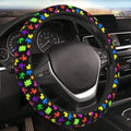 Puzzle Pieces Neoprene Car Steering Wheel Cover Protector Upgrade Thicken,Autism Awareness Colorful,Anti Slip Soft Car Accessor Vue United States as illustrated