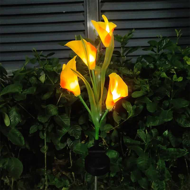 1/2pcs Solar-Powered LED Yard Lights Calla lily Floral Garden Decor Lamp Waterproof Outdoor Lawn Lighting Plug Light Vue