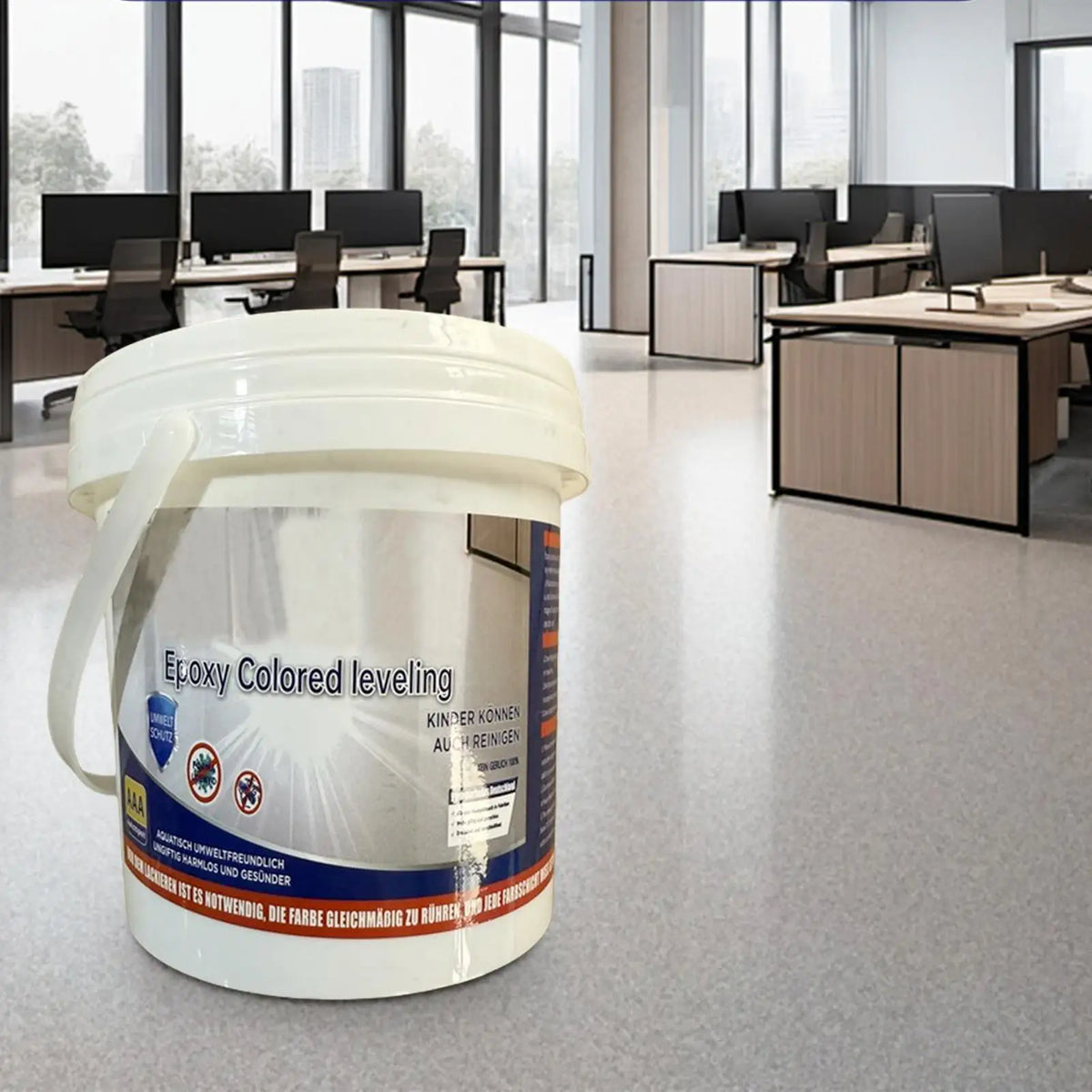 Self-Leveling Epoxy Floor Coating Kit - Water-Based High Gloss Paint Waterproof for Refinishing Tile, Wood & Concrete Floors Vue