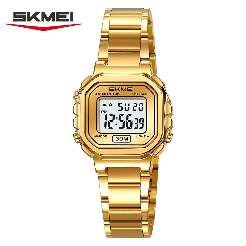 SKMEI 2387 Women's Digital Sport Watch | Stainless Steel Women's Digital Watch Vue gold China Mainland