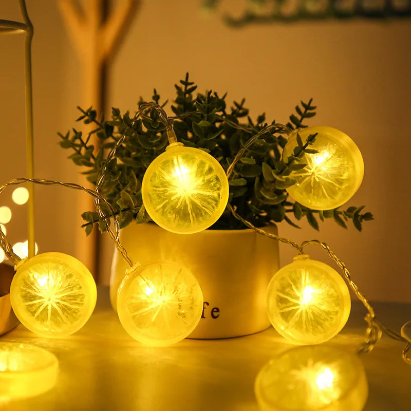 Happy New Year USB Lemon Led String Lights Indoor Atmosphere Christmas Decoration Room Battery Lights Party Waterproof 086 Vue