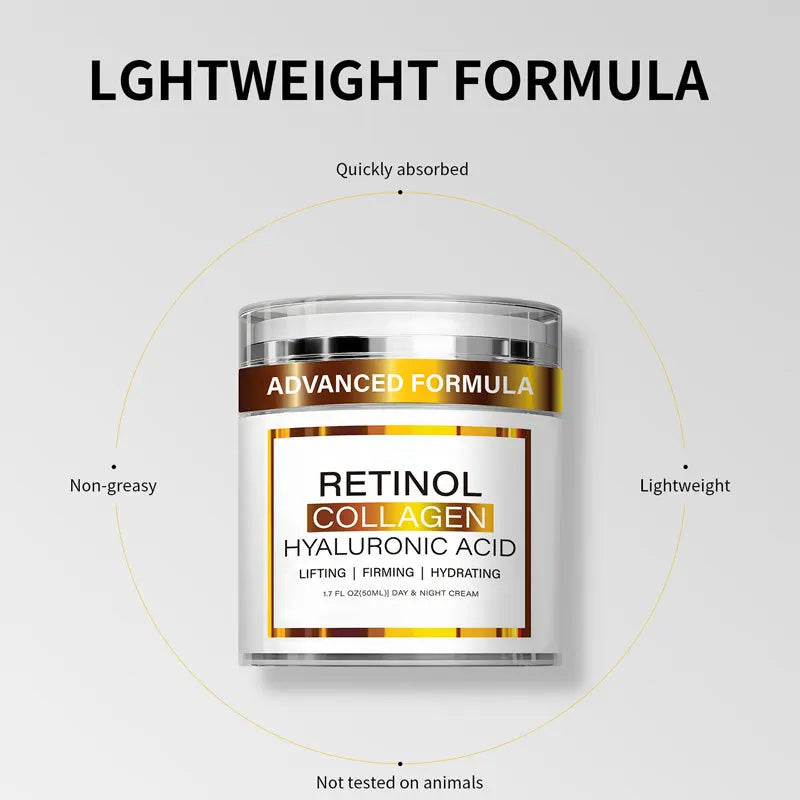 Retinol Cream for Face with Collagen Peptides -Anti Aging Wrinkle Day-Night Cream Facial Moisturizer Tightening and Skin Firming Vue