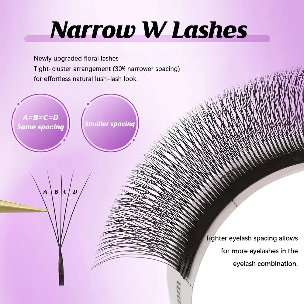 MASSCAKU V Shaped Eyelashes 3D-5D Narrow Premade Fans Lashes 0.07mm 8-15 Mix Fluffy Faux Mink W-Shaped Eyelash Extensions Beauty Vue