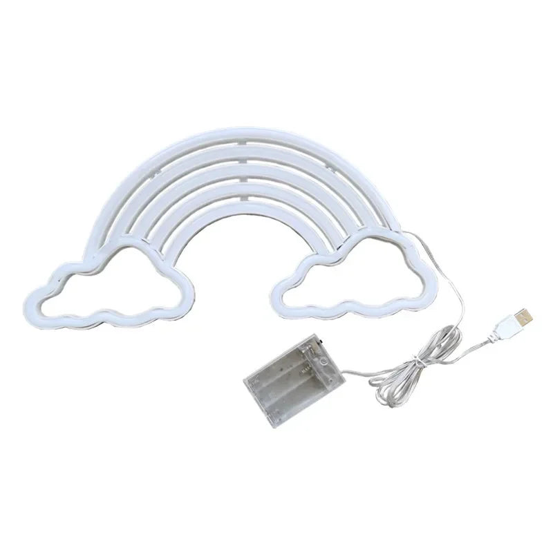 Cloud Neon Sign LED Light Rainbow Colorful Night Light for Bedroom Wall Hanging USB Powered Christmas Party Decoration Vue