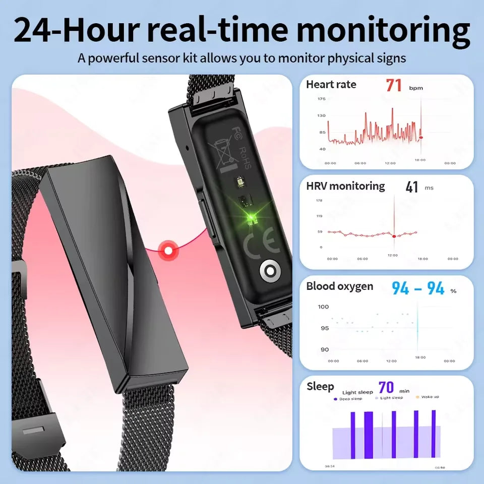 Call Reminder Smartwatch Band for Men Women Sports Fitness Tracker Smart Bracelet Heart Rate Blood Oxygen Monitor Pedometer Vue