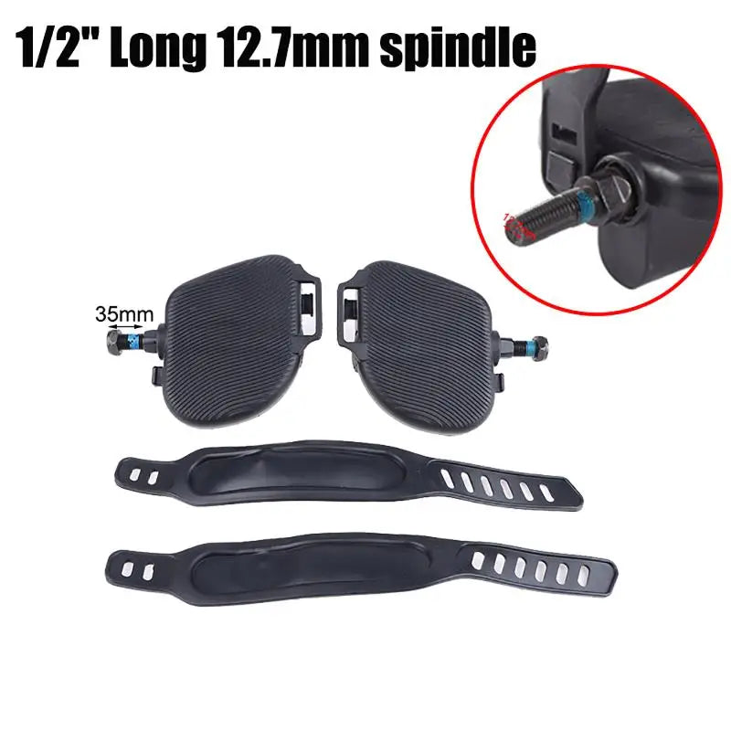 Stationary Exercise Bike Pedals 1 Pair Anti Slip With Straps Replacement Parts For Home Gym Indoor Fitness Vue C