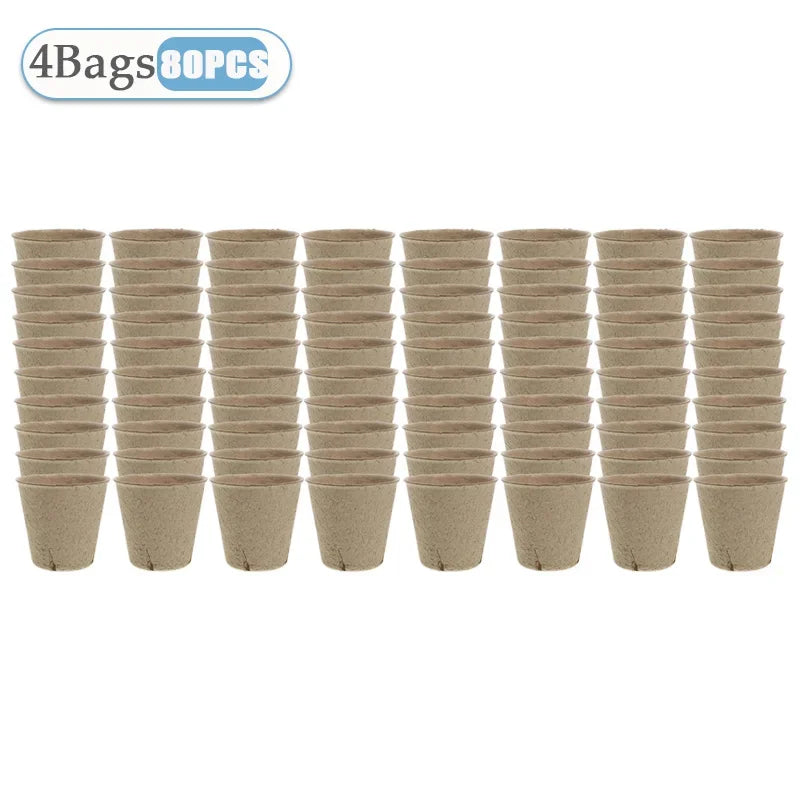 20-160PCS ﻿ 3.15 Inch Biodegradable Paper Pulp Seedling Starter Trays for Garden Planting Nursery Seed Germination Transplanting Vue Yellow-80PCS