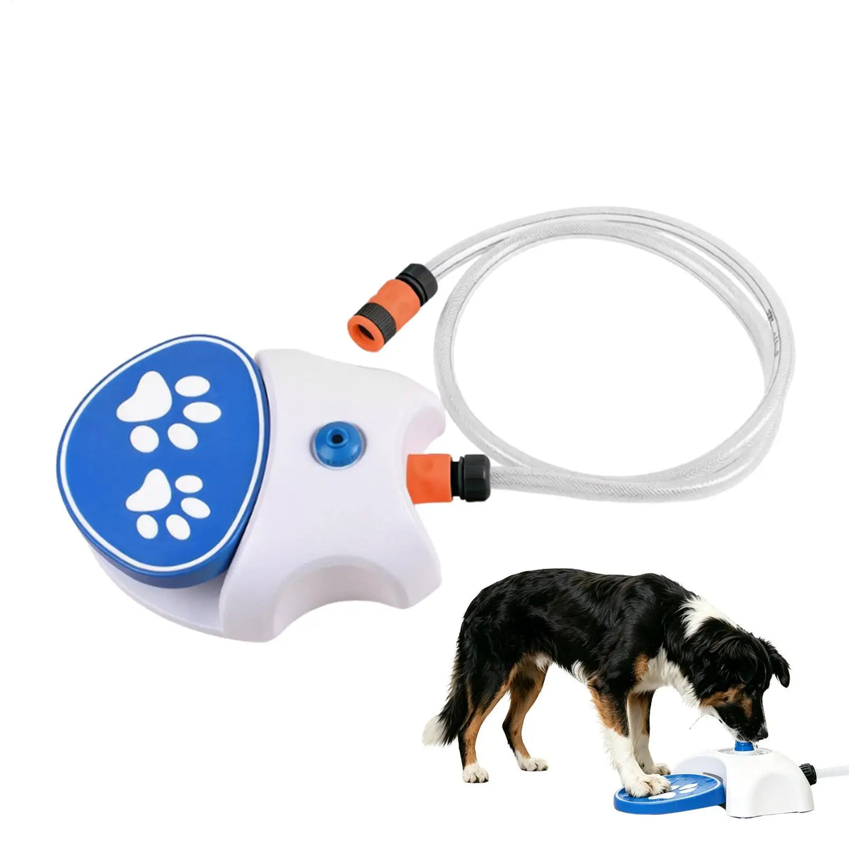 26.5x21.8cm Step-On Dog Water Fountain with 162cm Hose, Pet Drinking Dispenser Pedal, Hands-Free Sprinkler for Patio Garden Lawn Vue
