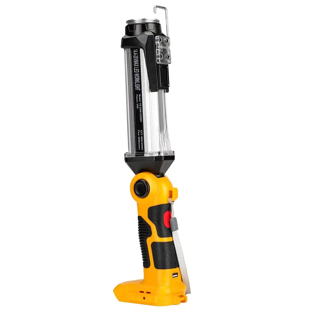 35W LED Work Flashlight Portable Light for Dewalt 20V Batteries for Use on Automotive Repair Job Sites and During Power Outages Vue