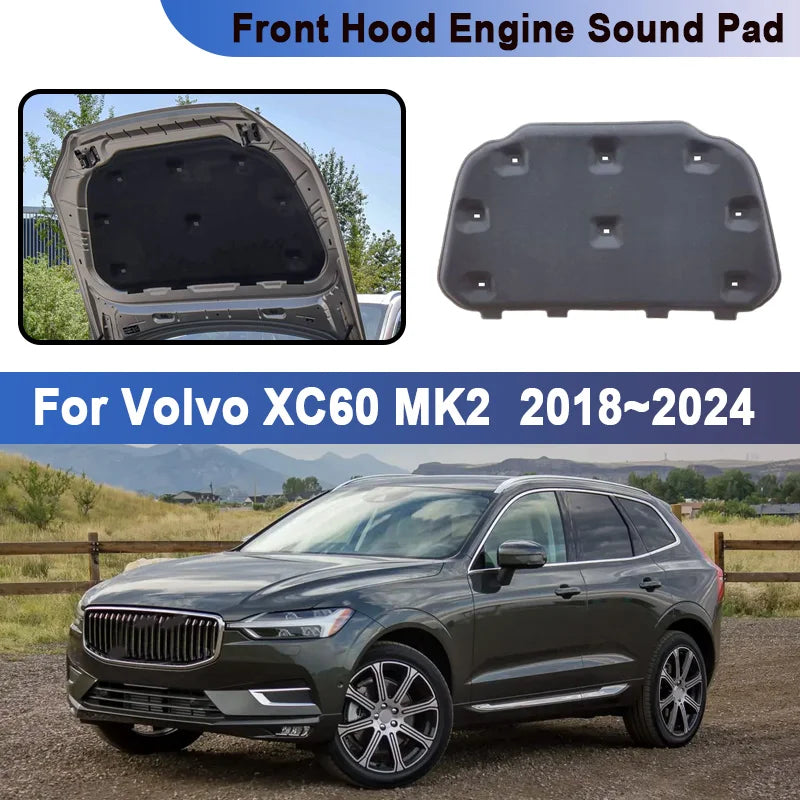 For Volvo XC60 MK2 2018~2024 Car Front Hood Lining Sound Absorption Pad Thermal Insulation Mat Fire Protection Car Accessories Vue