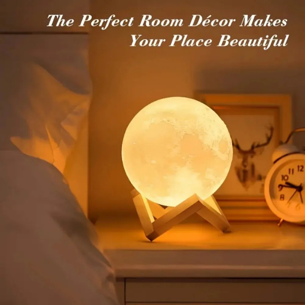 3D Moon Lamp Night Light, Battery Powered Table Lamp for Bedroom, Kids Room, Birthday Gift Home Party Holiday Aesthetic Decor Vue