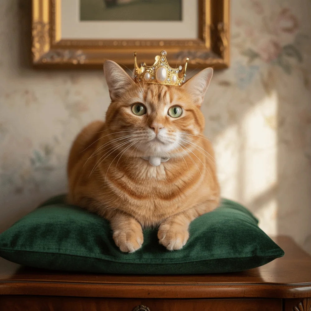 Cat Cosplay Headwear Adjustable Pet Crown Headdress Alloy Shining Cat Crown Hat Elegant Pet Party Decorations Pet Show Vue