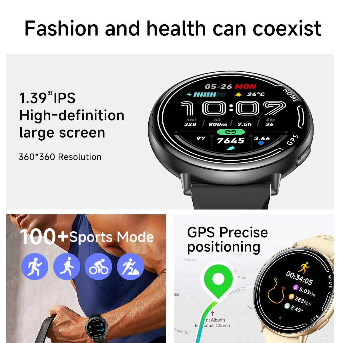 2025 Exquisite GPS Smart Watch Wireless BT Call Answer IP68 Waterproof Outdoor Sports Record Heart Rate Monitor for Men Women Vue